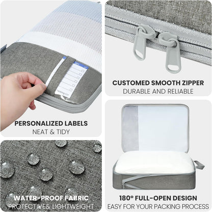 8 Set/6 Set/4 Set Compression Packing Cubes for Travel, Lightweight Vacation Travel Essentials, Travel Accessories for Suitcase Organizer Bags Set, Durable Luggage Organizer