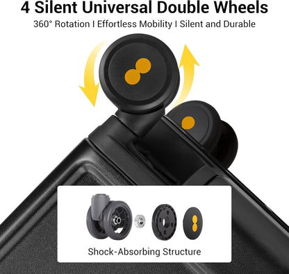 LEVEL8 Zipperless Carry On Suitcase Airline Approved with Aluminum Frame, Hard Shell Luggage with Spinner Wheels, Metal Travel Luggage with Packing Organizers, 20 Inch, Black