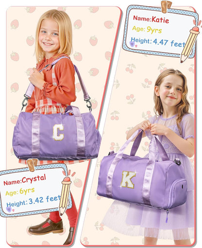 4 Year Old Girl Birthday Gifts-Girl Gym Bag with Shoe Compartment, Kid Personalized Weekender Overnight Bags, Initial Travel Tote with Makeup Pouch, Valentines Day Gift for Girls (Letter R)