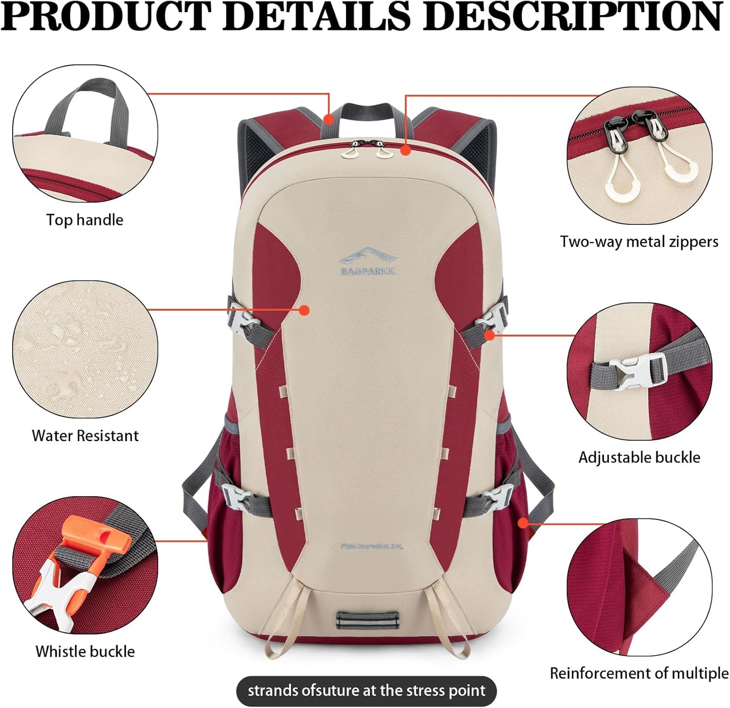 Hiking Backpack,Large 35L Travel Backpacks for Men Women,Water Resistant Ultra Lightweight Foldable Packable Camping Daypack for Outdoor Sports