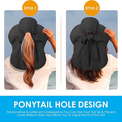 Womens Sun Hat UV Protection, Foldable Waterproof Wide Brim Bucket Hats - Image 5