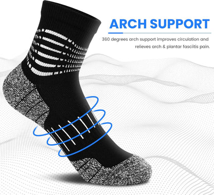 IRAMY Ankle Compression Socks for Men Athletic Running Socks with Cushioned Support 3 Pairs