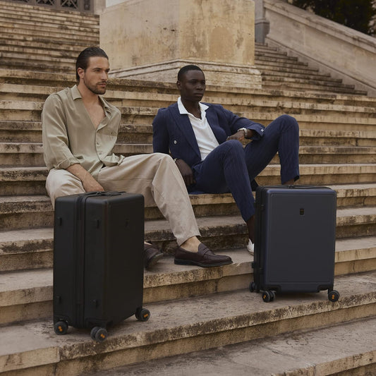 LEVEL8 Elegance Checked Luggage, 24 Inch Hardside Suitcase, Lightweight Matte Hardshell with Tsa Lock, Large Suitcases with Spinner Wheels, Black