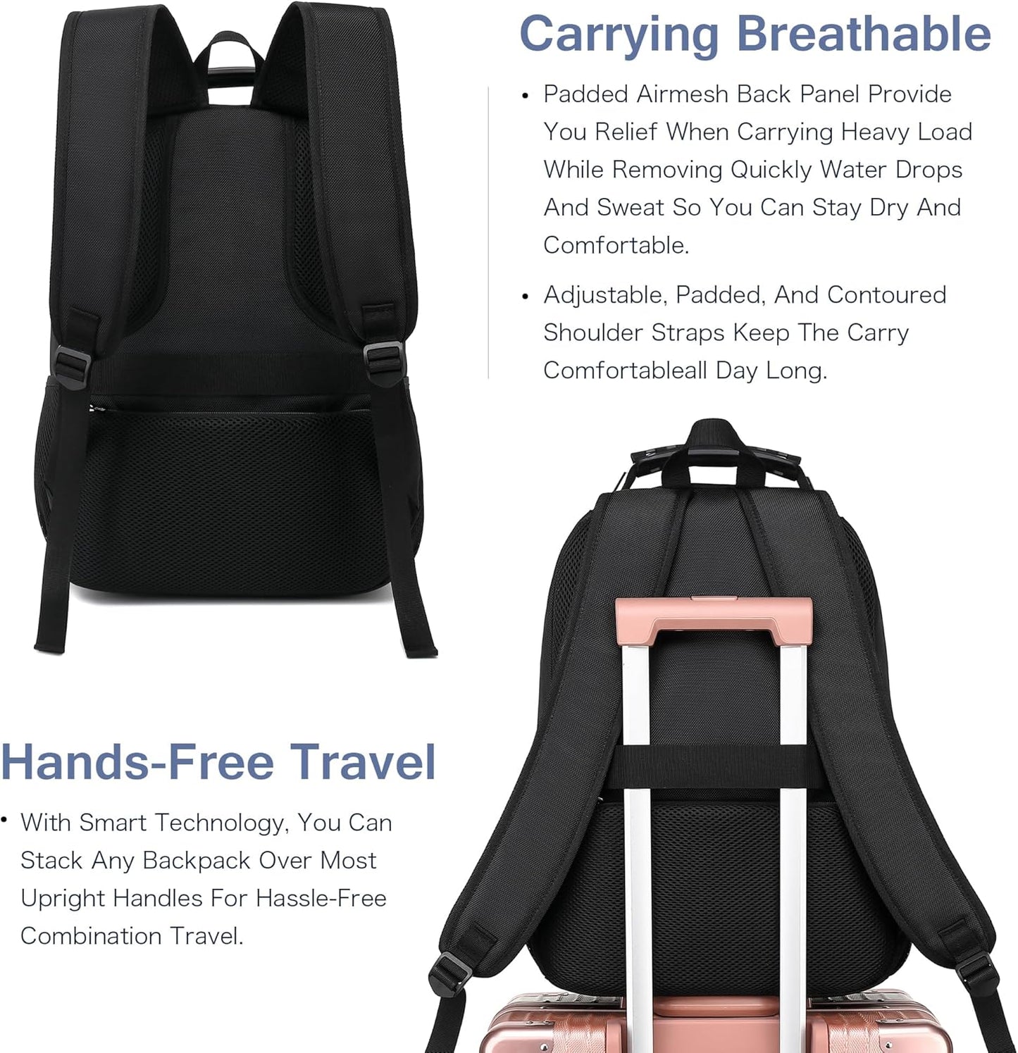 Boavan Laptop Backpack for men, 15.6 inch Laptop Bag with USB Port, Waterproof Travel Work Backpack Purse, Anti-Theft Teacher Nurse Doctor Casual Bookbags Office Business backpack，Purple Black