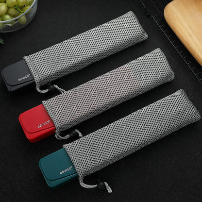 DEVICO Travel Utensils, 18/8 Stainless Steel Portable Reusable Camping Silverware Cutlery Flatware Set, 4-Piece Include Fork Spoon Chopsticks with Case (Dark Green)