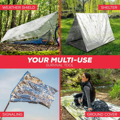 Emergency Blankets for Survival Gear and Equipment x6, Space Blanket, Mylar Blankets, Thermal Blanket, Survival Blanket, Survival Kits Emergency Kit, Emergency Supplies, Foil Blanket Camping Shelter