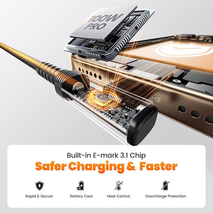 USB C Cable [2Pack, 6.6ft] 100W Right Angle Fast Charging Cord, Nylon Braided USB 2.0 Cable for iPhone 17 16 15 Pro Plus Pro Max Air, iPad Pro, Galaxy S24 S23, Switch, MacBook Pro, Pixel