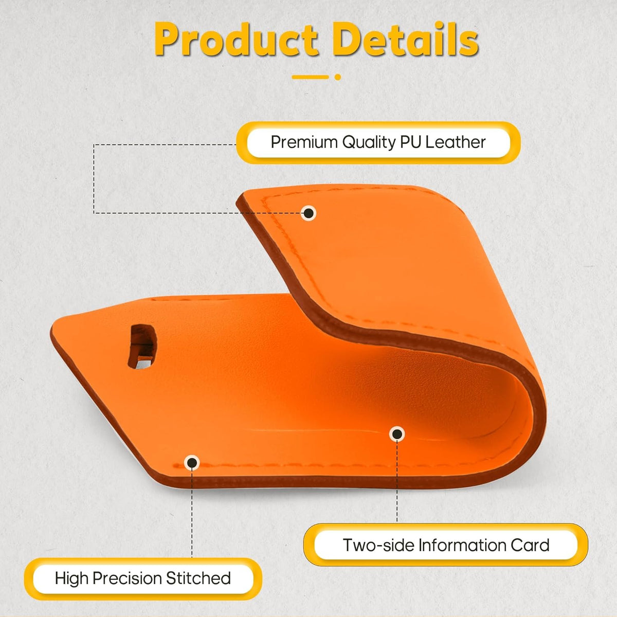 Travelambo Luggage Tags for Suitcases Faux Leather Privacy Protection 12 Pack Bag Tags Travel Accessories Essential, Hot Orange