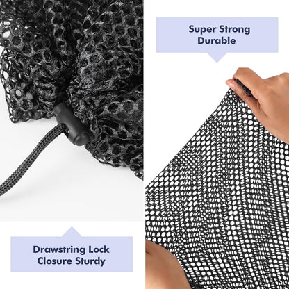 4Pcs Mesh Laundry Bags Washing Machine Mesh Wash Bags Jumbo for Delicates Clothes,Bed Linen,Toys with Drawstring Closure Sturdy (Black, Pack 4 Pcs)