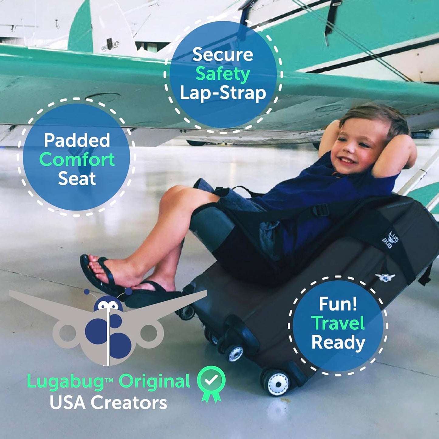 Travel Seat for Kids, The Original and Patented Ride-On Suitcase for Toddlers, Child Carrier for Carry-On Luggage, Family Airport Travel Made Easy (Suitcase not Included)