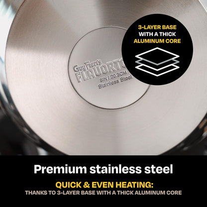 Guy Fieri's Flavortown 10-Piece Stainless Steel Cookware Set - Includes Frying Pans, Saucepans, Saute Pan and Stock Pot - Pots and Pans, Oven-Safe up to 500F
