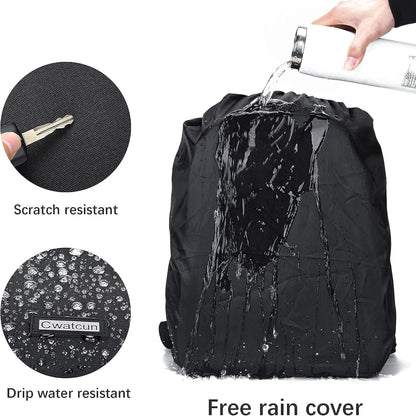 Cwatcun Camera Backpack with USB,Rain Cover,fit 15.6" Laptop,Anti-Theft Rear Open Camera Bag,Waterproof Camera Case with Tripod Straps for Canon Nikon Sony DSLR SLR Photography Bag Unisex(III-L-Black)
