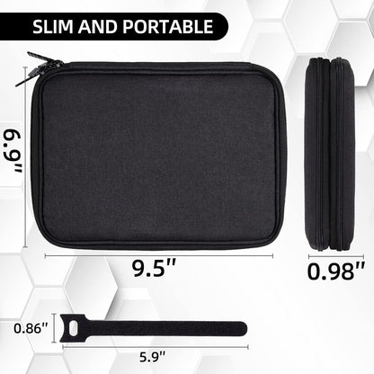 Electronics Organizer Travel Case Cord Cable Charger Organizer Bag Travel Accessories Essentials for Women Men Double Layers Tech Pouch with 5 Cable Ties for Phone Power Bank SD Card USB, Black
