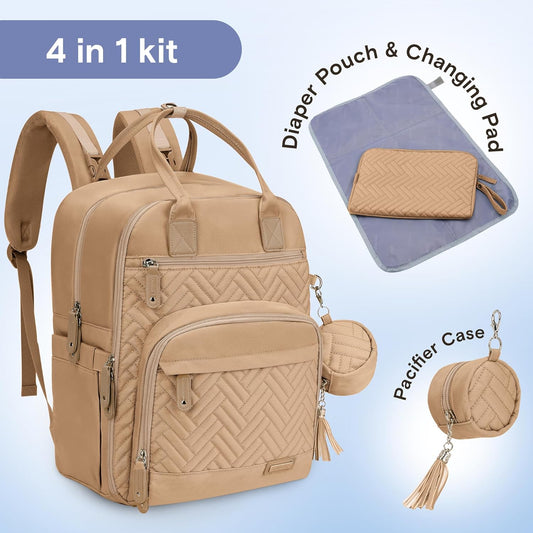 iniuniu Diaper Bag Backpack, 4 in 1 kit Large Unisex Baby Bags for Boys Girls, Waterproof Travel Back Pack with Diaper Pouch