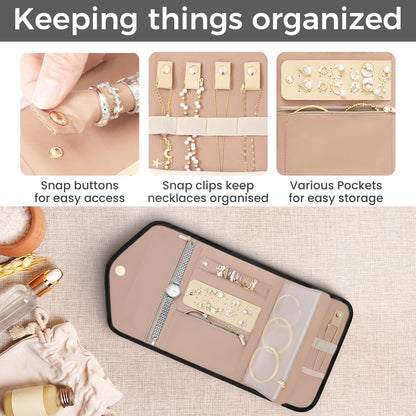 BAGAIL Hanging Toiletry Bag for Women Water-resistant Cosmetic Bag Large Capacity Travel Makeup Organizer for Full-Sized Travel Essentials(Classic+Jewelry Bag, Black)