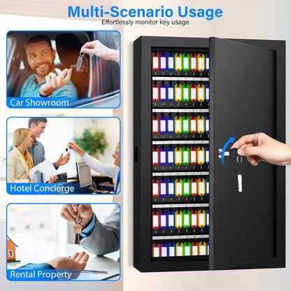 175 Keys Key Lock Box, Anti-Theft Key Cabinet with Key Tags, Key Organizer Wall Mount for Car Garage House Rental Office Business