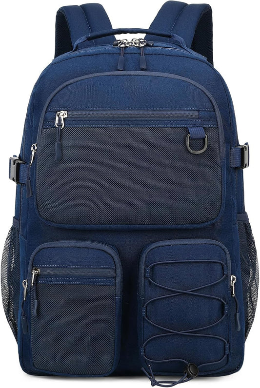 Lohol Water Resistant Daypack with Mulitiple Pockets for School Travel Outdoor College, 15.6 inch Laptop Backpack for Men and Women (Navy Blue)