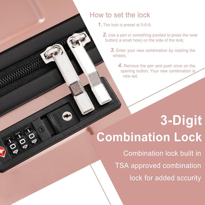 Merax Carry on Luggage Set, 20 Inch Hardshell ABS Suitcase with Spinner Wheels, Built-in TSA Lock & 2 Packing Cubes Airline Approved for Business Weekend Travel