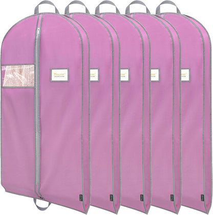 BALEINE 5PK Heavy Duty Garment Bag with Shoe Storage Travel Bag for Dresses, Suit, Coats Travel Essential (54", Pink)