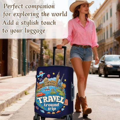 Luggage Cover, Travel Suitcase Covers, Elastic Suitcase Protective Cover, Scratchproof Luggage Protector, Washable Dustproof Trolley Case Protector Fit 22-28 Inch (word, L（25-28inch suitcase）)
