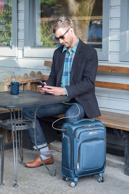 Samsonite Solyte DLX Softside Expandable Luggage with Spinner Wheels, Mediterranean Blue, 2-Piece Set (20/25)