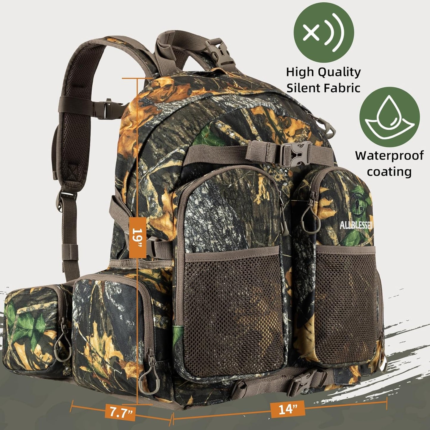 hunting backpack for men Waterproof Camo Hunting Pack gifts for men hunting gear Day Pack-BlessedLeaf-35L
