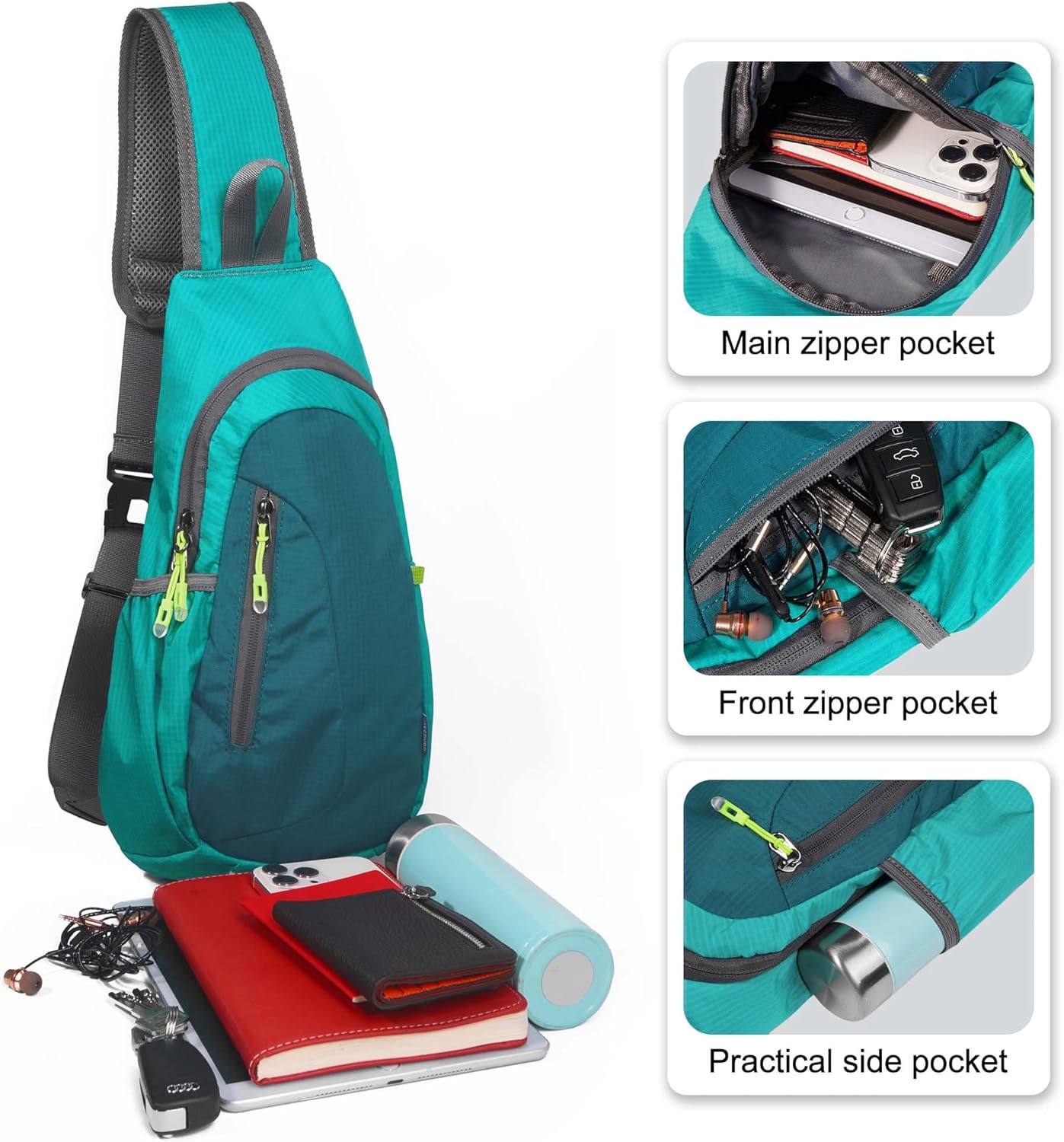 TITECOUGO Small Sling Bag, Lightweight Crossbody Backpack for Men Women, Shoulder Bag for Sports and Outdoor