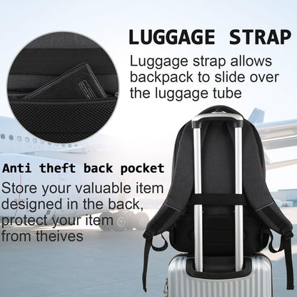 17 Inch Laptop Backpack, Business Anti Theft Slim Durable Laptops Backpack with USB Charging Port, Water Resistant College Computer Bag Gifts for Men & Women Fits 15.6 Inch Notebook-Black