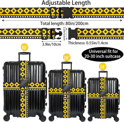 Geometric Arts Luggage Straps for Suitcases, Adjustable Luggage Travel Belt to Keep Luggage Security While Travel, Strong Polyester Fabric, Easy-to-Recognize Funny Pattern Travel Accessories, 2 Pack