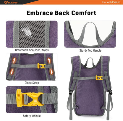 SKYSPER 15L/20L Foldable Hiking Backpack Lightweight Packable Travel Daypack with Chest Strap Small Folding Pack for Walking