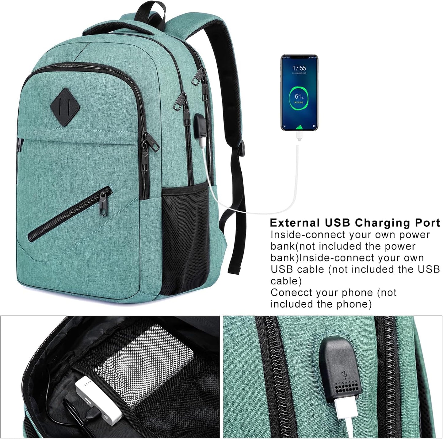 BIKROD Backpack for Girls Women, School Backpack for Teen Boys, Lightweight Casual High School Bookbag, Daily-use Travel Laptop Backpack with USB Charging Port Fits 15.6 Inch Notebook