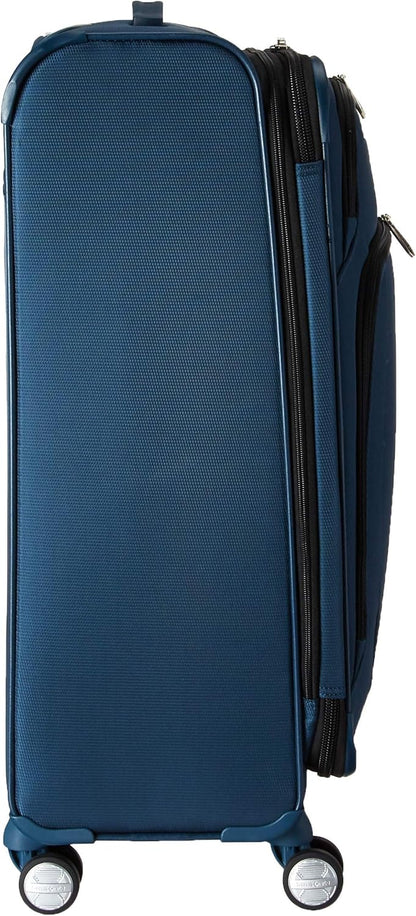 Samsonite Solyte DLX Softside Expandable Luggage with Spinner Wheels, Mediterranean Blue, Checked-Medium 25-Inch