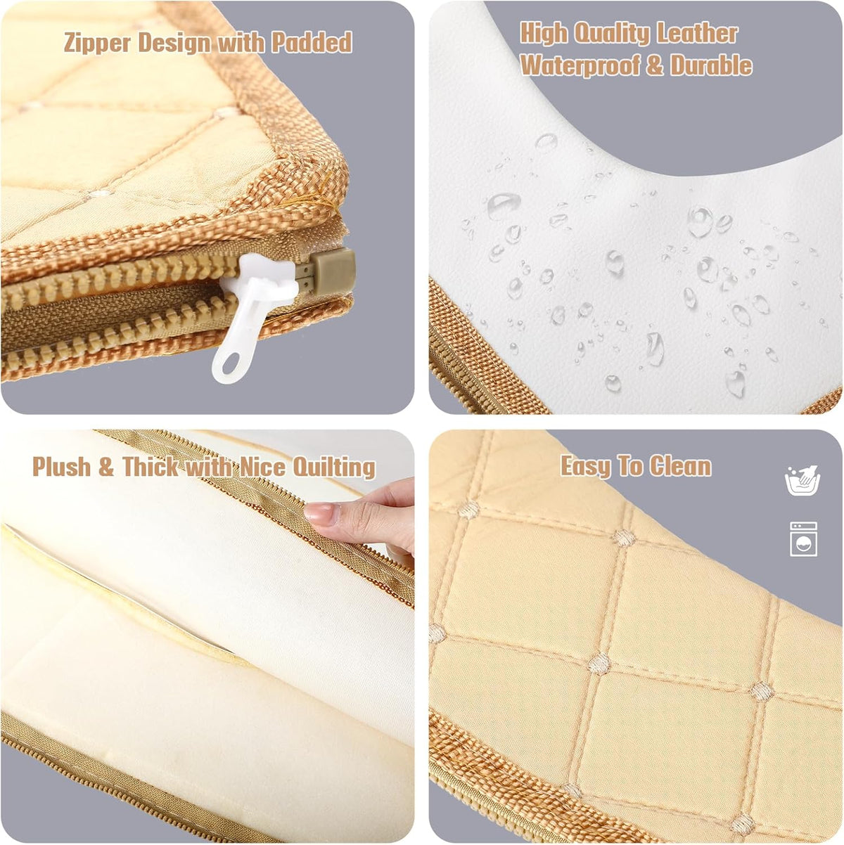 Riakrum 4 Pcs Toilet Seat Covers Pads for Bathroom Comfortable Toilet Seat Cushion Cover Soft Thicker Warmer Washable Pad with Zipper Home Reusable(Cute,Yellow, Red, Gray, Orange)