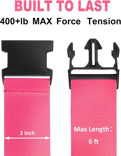Luggage Straps for Suitcases TSA Approved Travel Belt 8 Pack by Chelmon (Rose Red)