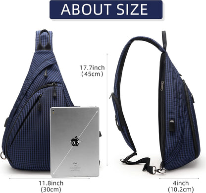Water-Proof Sling bag/Crossbody Backpack/Shoulder Bag with USB Charging Port for Travel, Hiking, Cycling, Camping