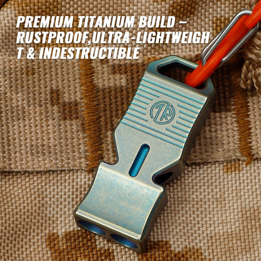 TACRAY Titanium Emergency Survival Whistle, Portable Necklace Whistle, Loud Whistle up to 120~130db, Good for Life Saving, Hiking, Camping, and Pet Training