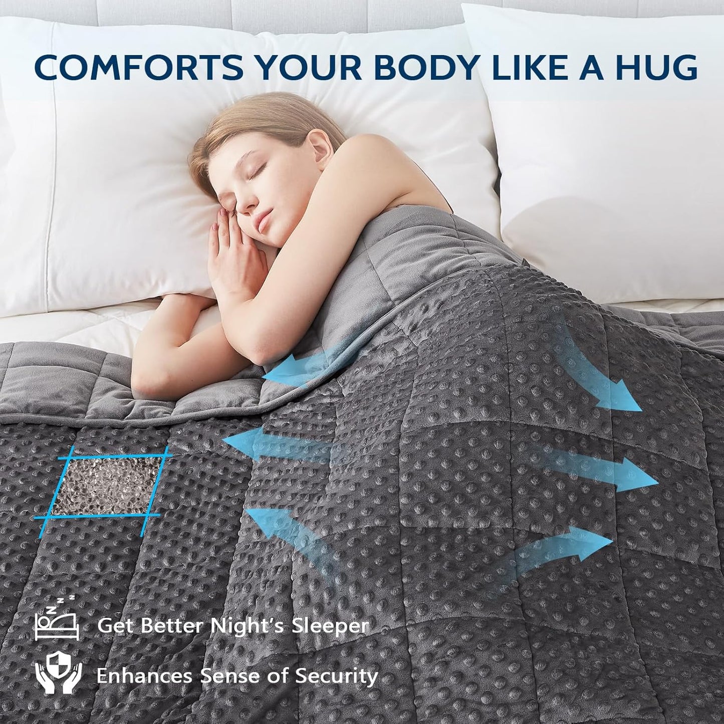 L'AGRATY Weighted Blanket for Adult - 48"x72" 15lbs Minky Dots Heavy Blanket with Glass Beads: Soft Breathable for All-Season Summer Fall Winter Thick Comfort for Sleeping