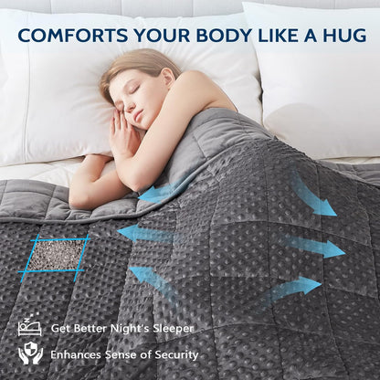 L'AGRATY Weighted Blanket for Adult - 48"x72" 15lbs Minky Dots Heavy Blanket with Glass Beads: Soft Breathable for All-Season Summer Fall Winter Thick Comfort for Sleeping