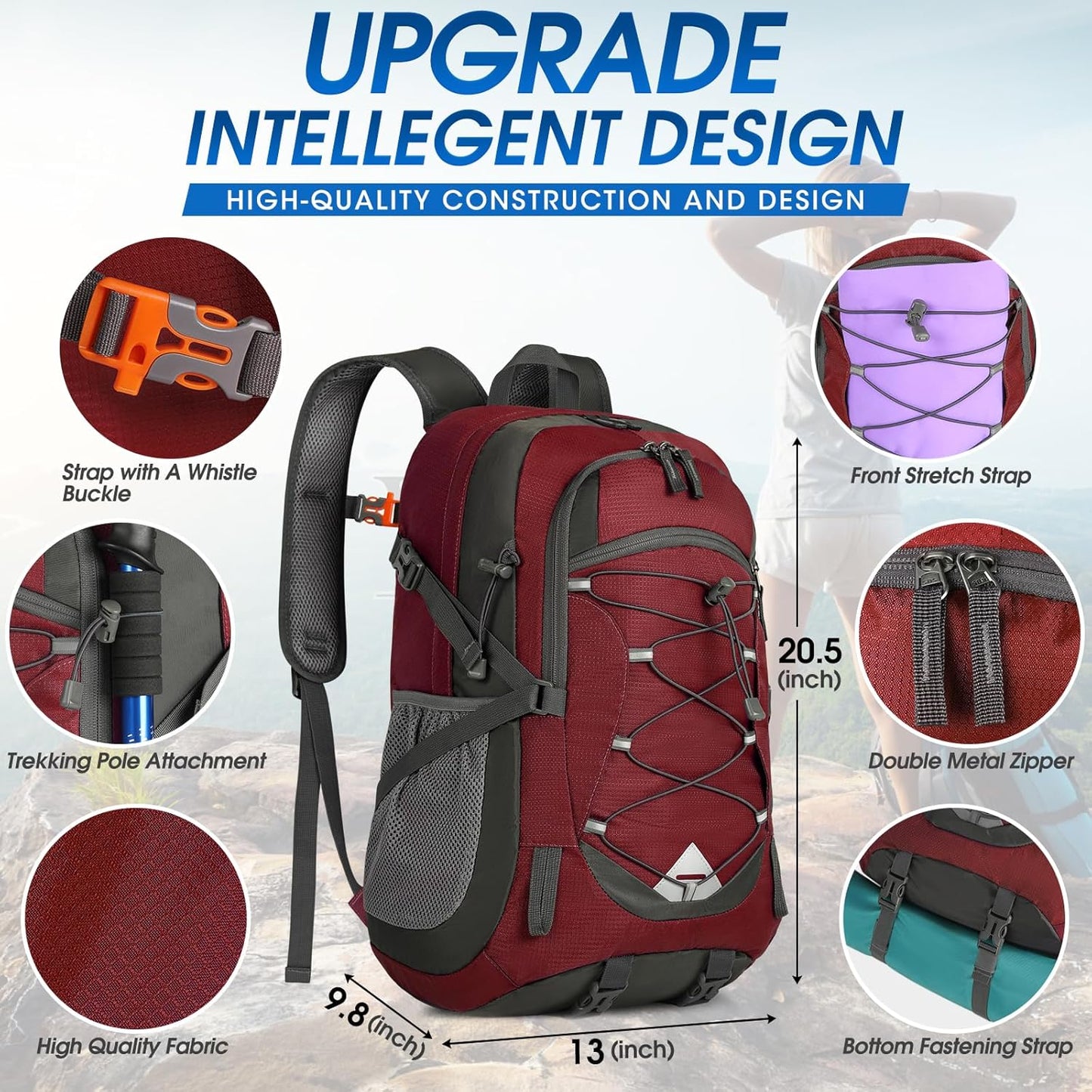 IGOLUMON Hiking Backpack 40L Packable Lightweight Camping Backpack Men Women Waterproof Hiking Daypack Outdoor Travel Daypack