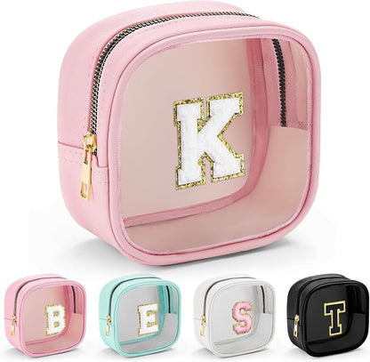 YOOLIFE Mini Initial Makeup Bag | Clear Makeup Bag | Preppy Cosmetic Bags by YOOLIFE