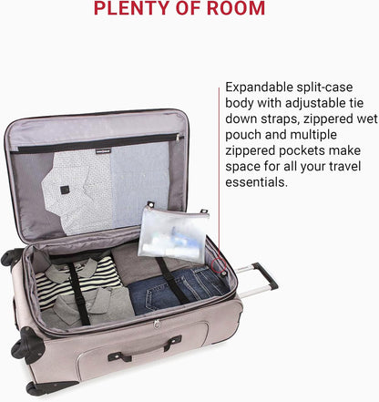 SwissGear Sion Softside Expandable Luggage, Pewter, Checked-Large 29-Inch