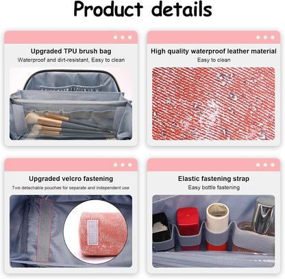 Travel Makeup Bag Cosmetic Bags for Women: 3 Sets Large Capacity Make up Bag - Portable Toiletry Bags with Handle for Women(05-Rosy Red)