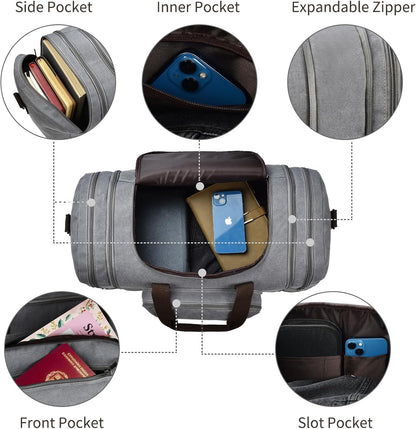 Dimayar Expandable Duffle Bag for Men, 50L Large-Capacity Weekender, Water-Resistant Mens Duffle Bags for Traveling, Lightweight & Durable Overnight Carry-On, Versatile Gym and Travel Bag