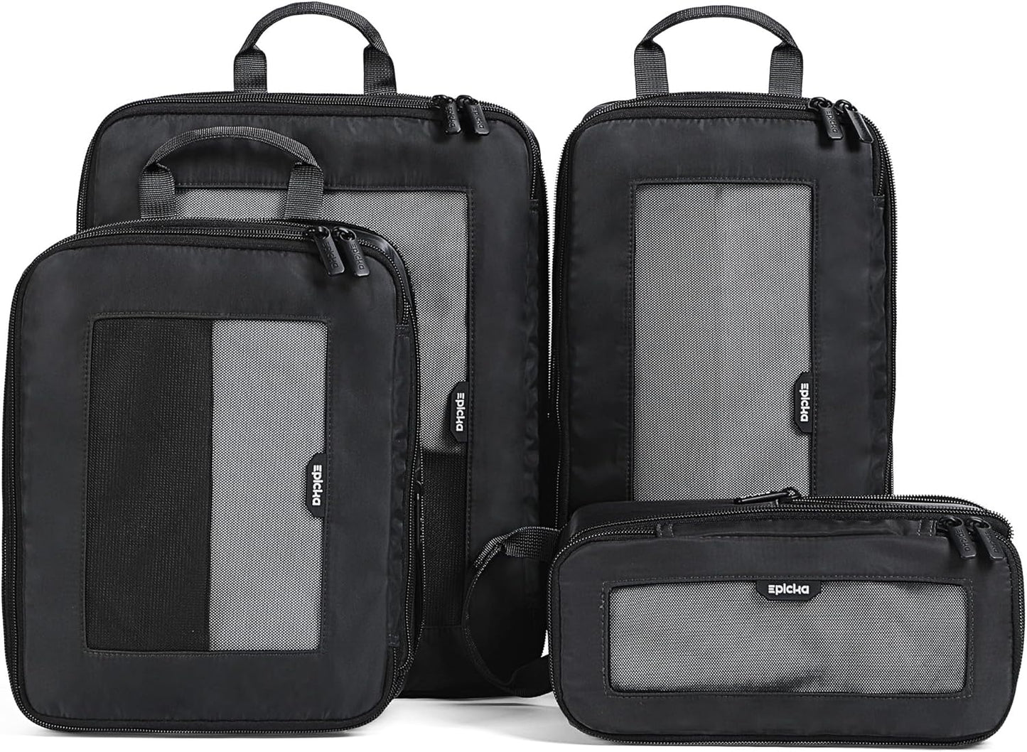 EPICKA TripCozy Compression Packing Cubes - 4 Set Durable Travel Organizer Bags with Mesh Top, Expandable Travel Accessories for Carry on, Luggage, Suitcase, Backpack (Dark Grey)
