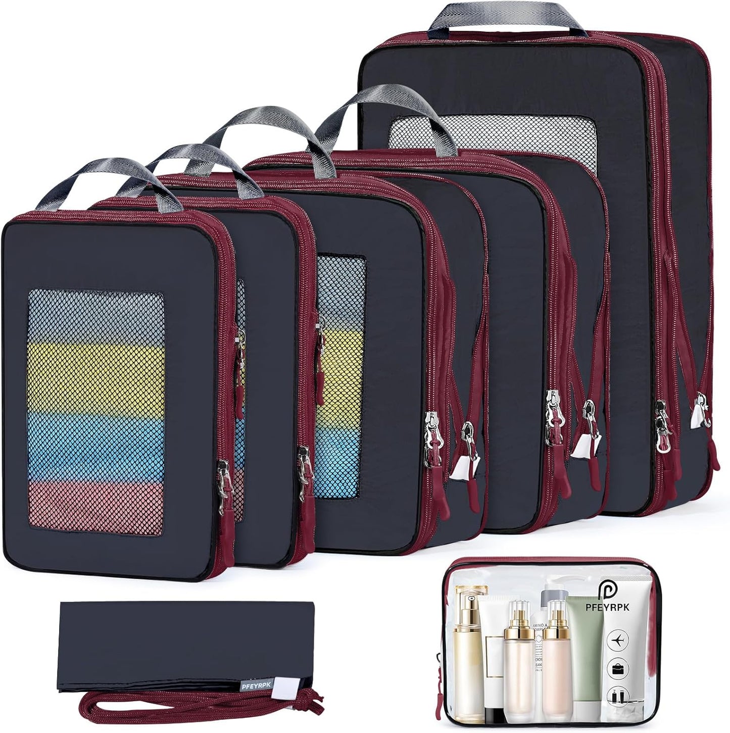 7 Set Compression Packing Cubes Packing Organizer for Travel,Travel Accessories for Carry on Luggage Suitcase Backpack Expandable Organizers