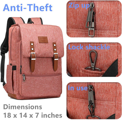 HFSX Vintage Backpack Men Women Business Travel Computer Backpack College Bookbag Stylish Water Resistant Vintage Backpack Fits 15.6 Inch Laptop