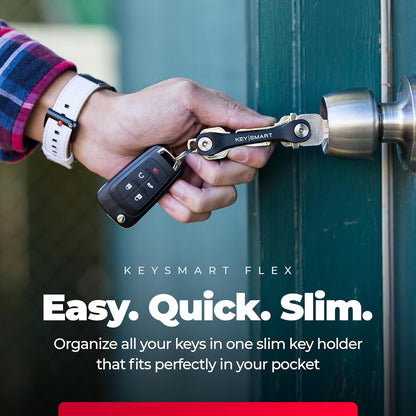 KEYSMART Key Holder for Keychain - Compact Key Organizer for Key Chain, Minimalist Clutter-Free EDC Keychains, Key Ring for Car Fobs Key Chains, Expandable (Up to 8 Keys, Black 2-Pack)
