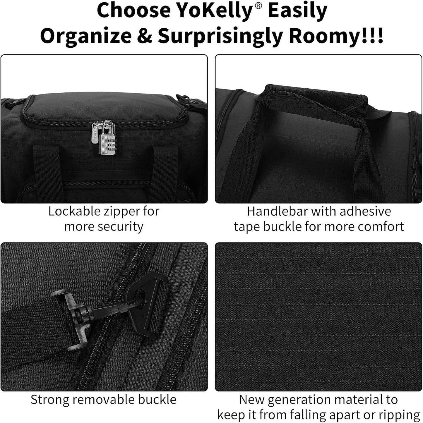 Small Duffel Bag 17 inch Carry On Weekender Bag for Travel Gym Sport (17x10x9 in) - Black