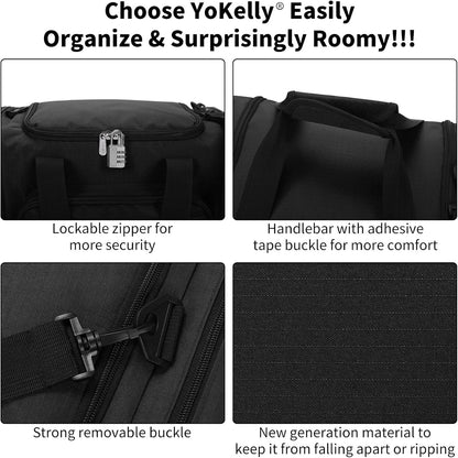 Small Duffel Bag 17 inch Carry On Weekender Bag for Travel Gym Sport (17x10x9 in) - Black