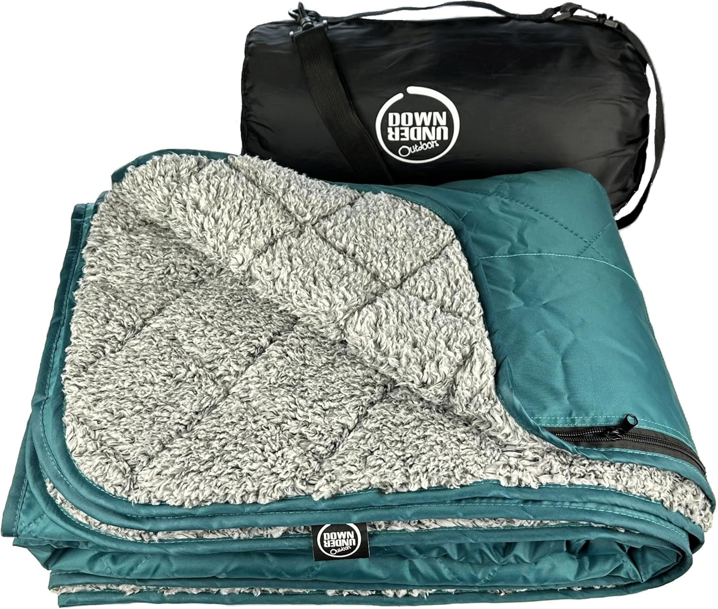 DOWN UNDER OUTDOORS Large Waterproof Windproof Extra Thick 350 GSM Quilted Fleece, or Sherpa Stadium Blanket